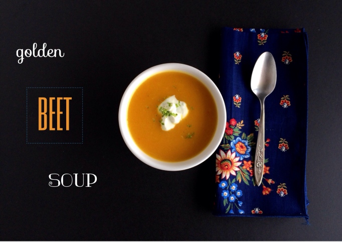 Golden Beet Soup with cumin and lime sour cream