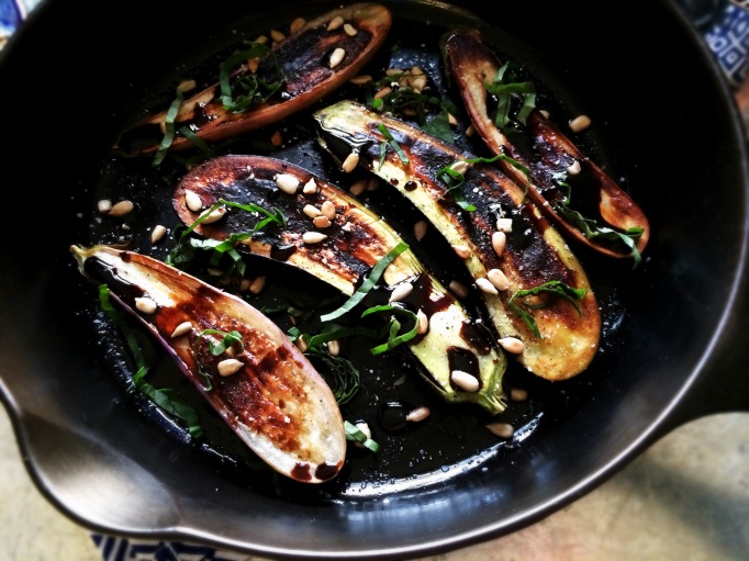 Charred Eggplant with Maple Balsamic Syrup