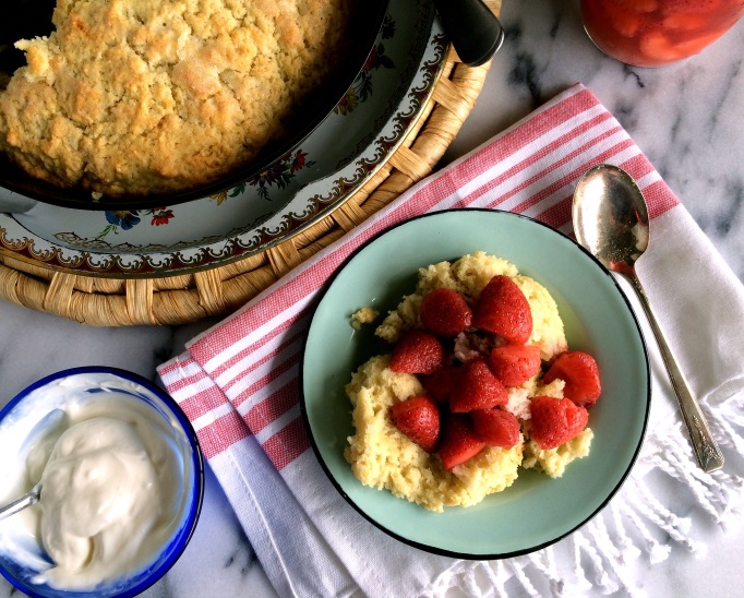 Skillet Shortcake with Fermented Strawberries